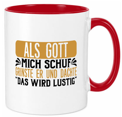 Als Gott mich Schuf Grinste er lustiger Spruch Geschenk Humor Geschenkidee Tasse