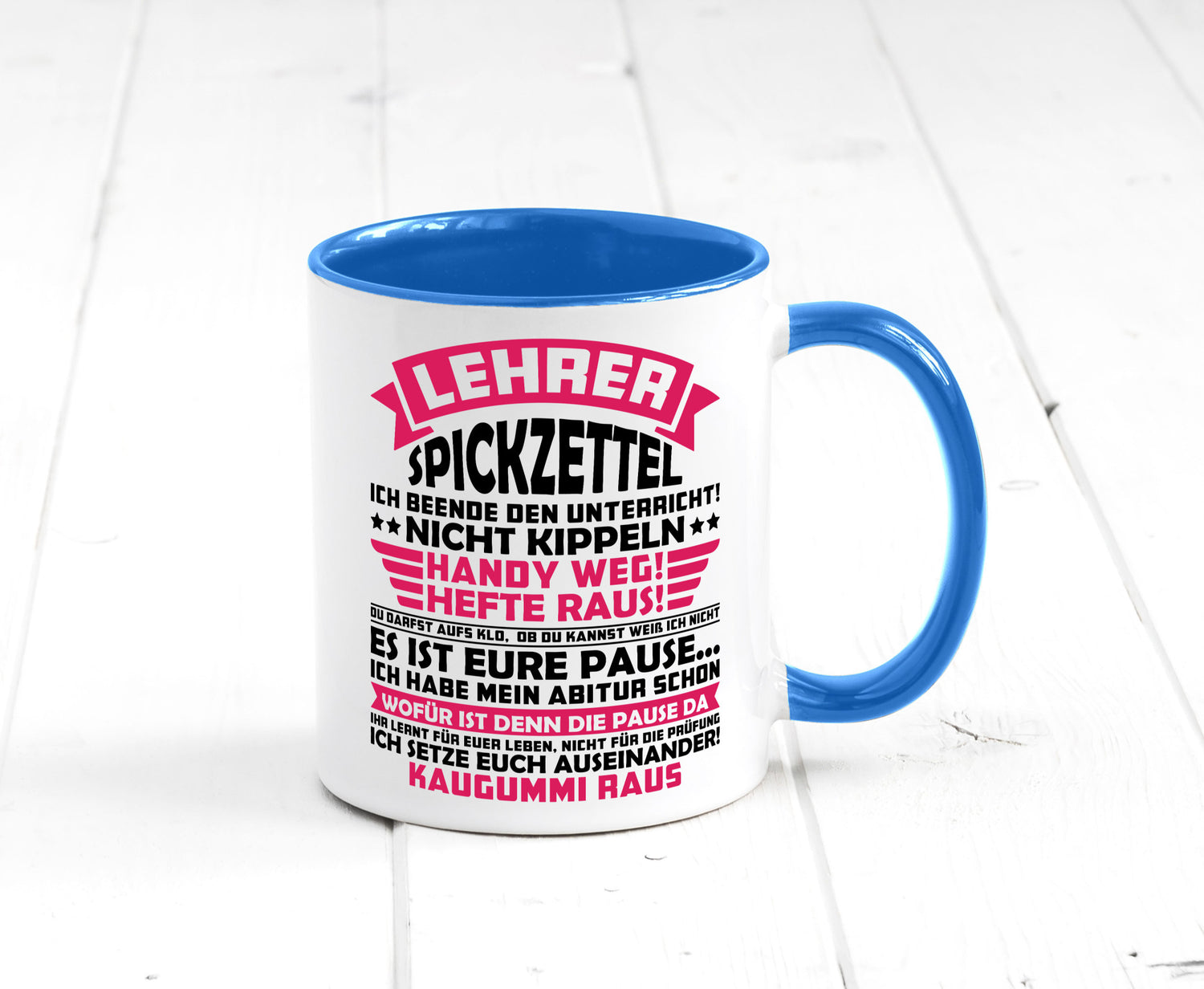 Lehrer Spickzettel | Beruf Tasse lustiger Spruch vl8 Geschenkidee Arbeit