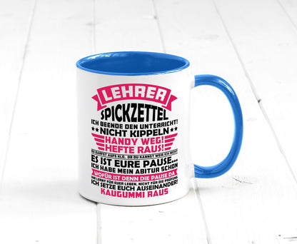 Lehrer Spickzettel | Beruf Tasse lustiger Spruch vl8 Geschenkidee Arbeit