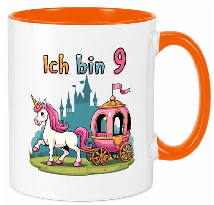 9. Geburtstag | Prinzessin in Kutsche Einhorn Geschenkidee Humor Tasse