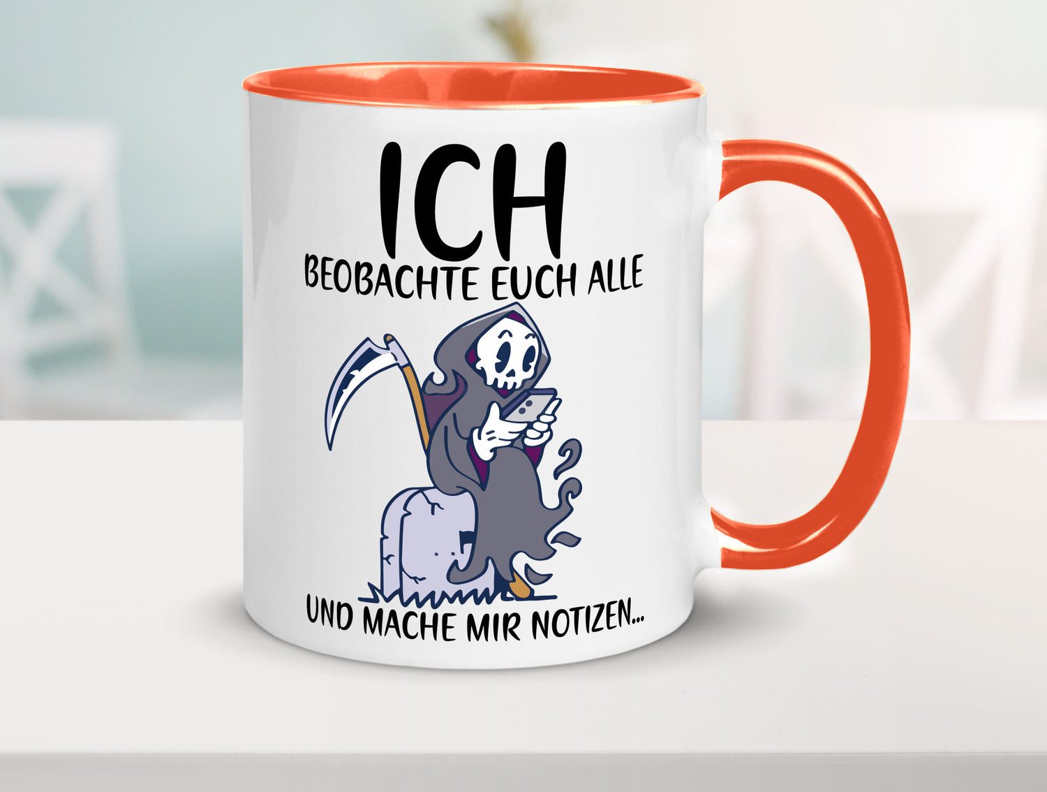 Ich beobachte euch | Sensenmann Sense Skelett Humor Geschenkidee Tasse