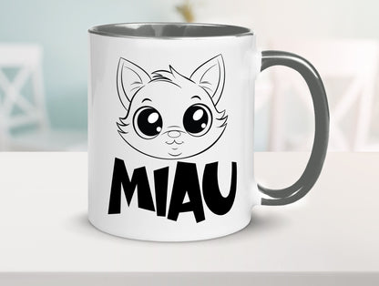 Miau | Katze Geschenkidee Tierliebhaber Humor Tasse