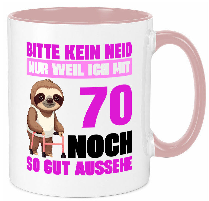 70. Geburtstag | Bitte kein neid Faultier 70 Jahre v2 Humor Geschenkidee Tasse