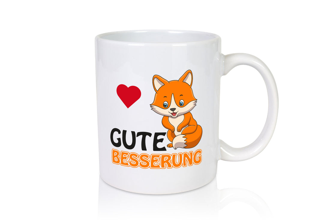 Gute Besserung | Genesung Tasse Fuchs mit Herzen lustig Humor Geschenkidee