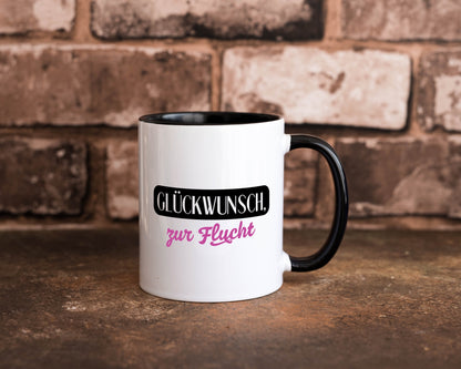 Glückwunsch zur Flucht | Kollegen Jobwechsel Abschied v2 Geschenk Arbeit Büro Tasse