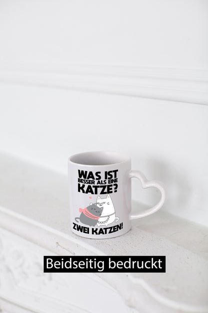 Besser als eine Katze, zwei Katzen | Herzchen Geschenkidee Tierliebhaber Humor