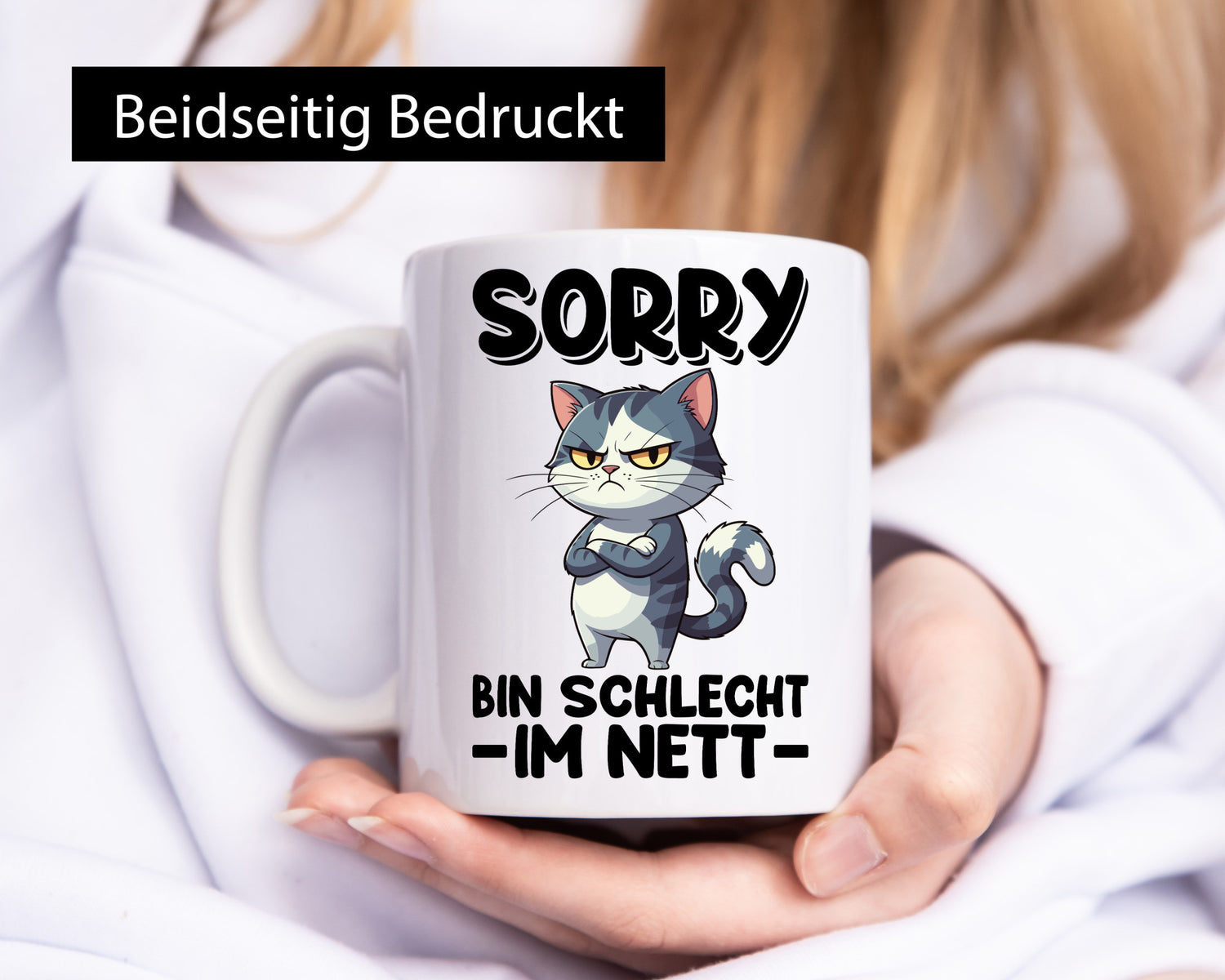 Sorry bin schleht im nett | Böse Katze Geschenkidee Tierliebhaber Humor Tasse