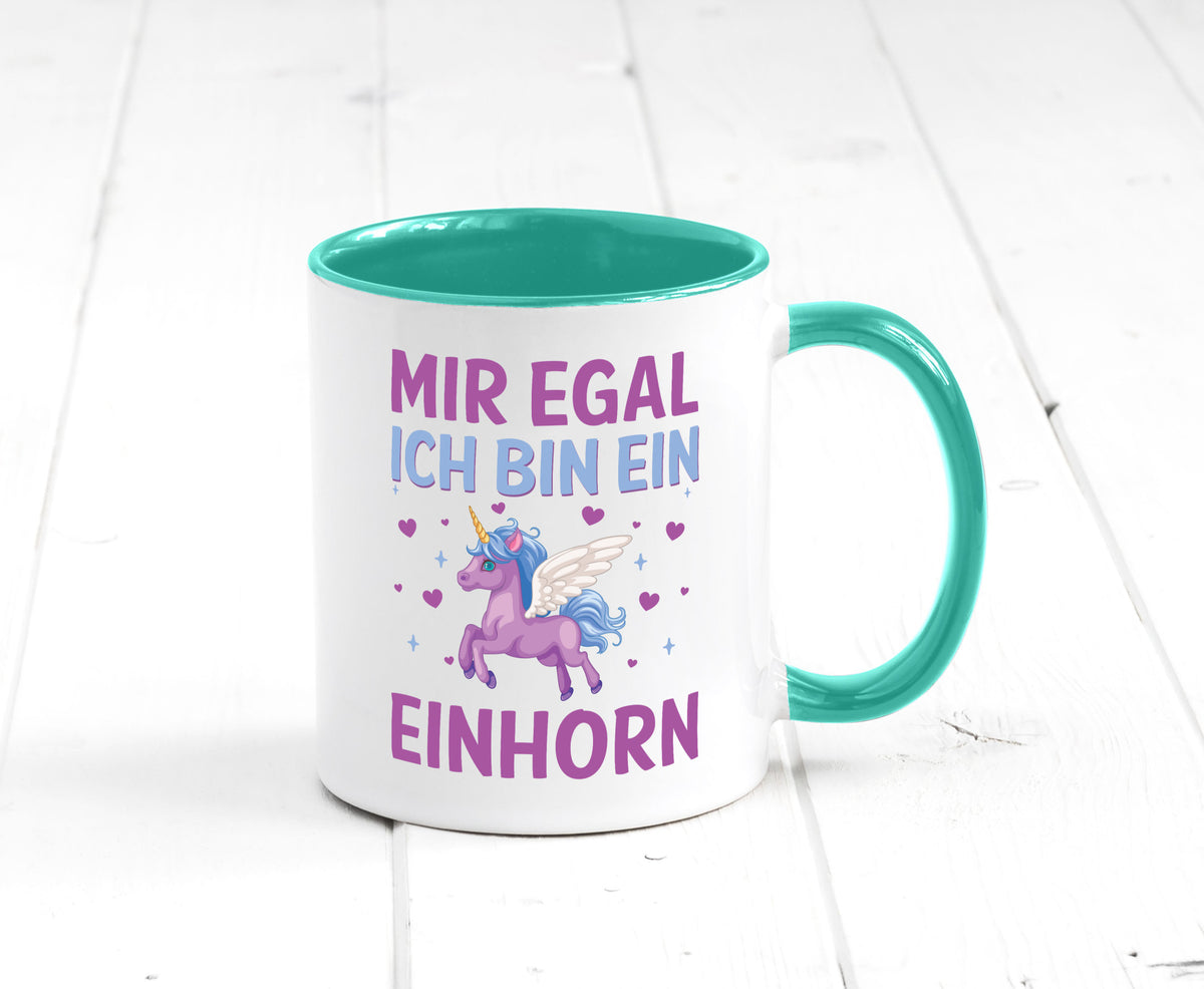 Mir egal, ich bin ein Einhorn| Herzen Geschenkidee Humor Tasse