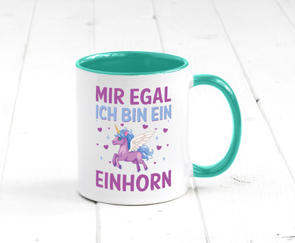 Mir egal, ich bin ein Einhorn| Herzen Geschenkidee Humor Tasse