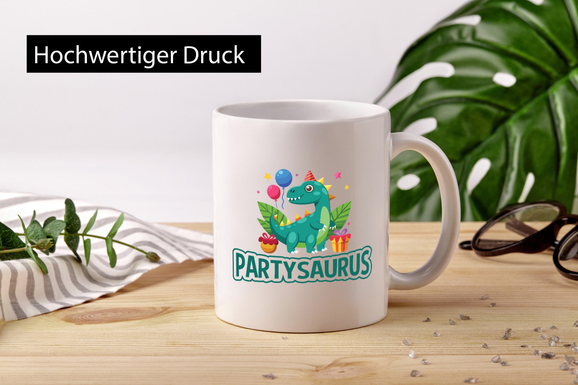 Partysaurus | Geburtstag Dinosaurier Luftballon Geschenkidee Humor Tasse