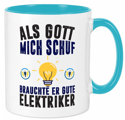 Als mich Gott schuf | Elektriker Arbeit Humor Kollegen Büro Geschenkidee Tasse