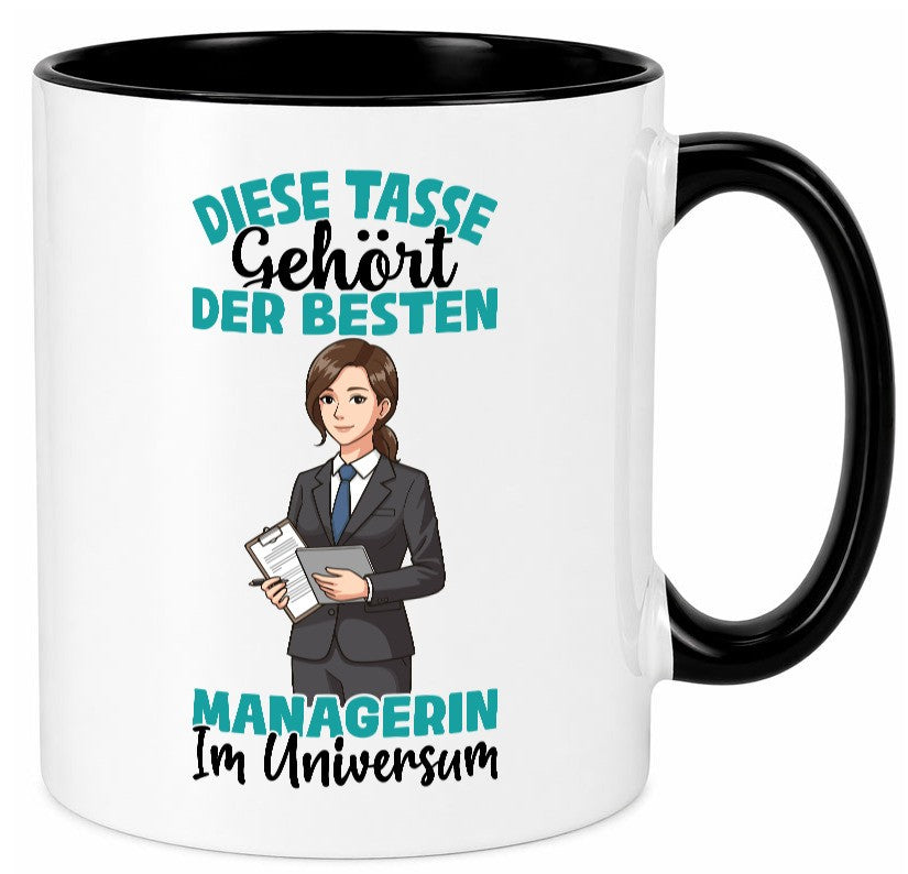 Im Universum: Managerin | Management Geschenkidee Humor Tasse