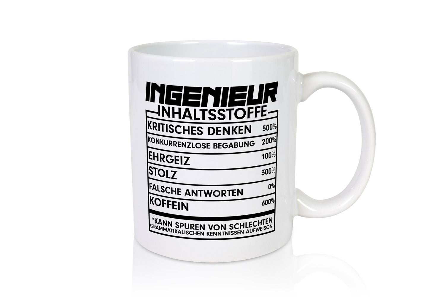 Ingenieur | Beruf Tasse Inhaltsstoffe lustig Geschenk Arbeit Kollegen Büro