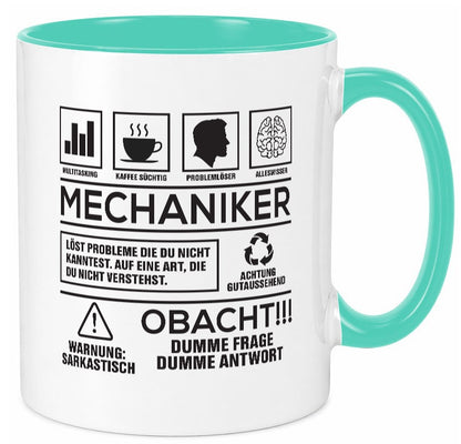 Achtung Probleme Mechaniker | KFZ Werkstatt lustiger Spruch Geschenk Humor Tasse