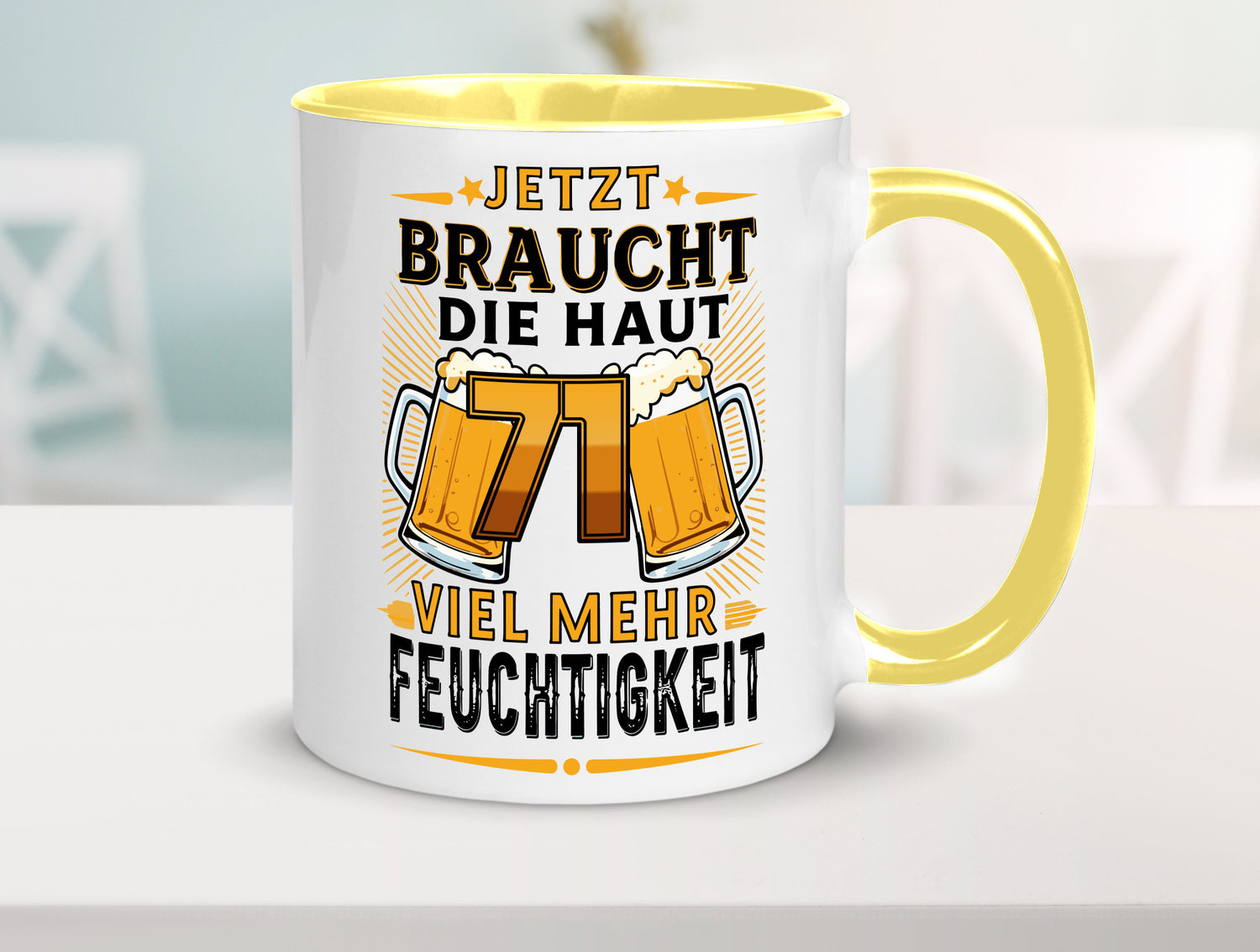 71 braucht die haut mehr Feuchtigkeit | 71. Geburtstag Geschenkidee Humor Tasse