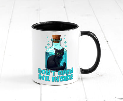 Dont open Evil inside | Böse Katze Schwarze Geschenkidee Tierliebhaber Humor Tasse