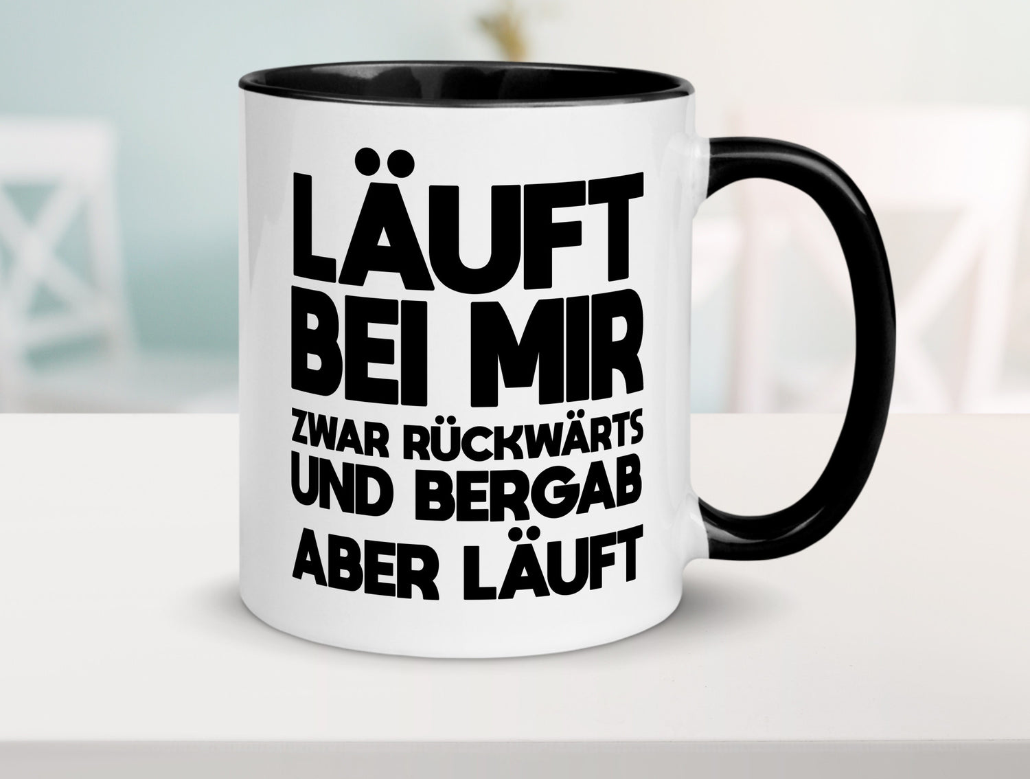Läuft bei mir | Rückwerts aber Motivation Geschenkidee Humor Tasse