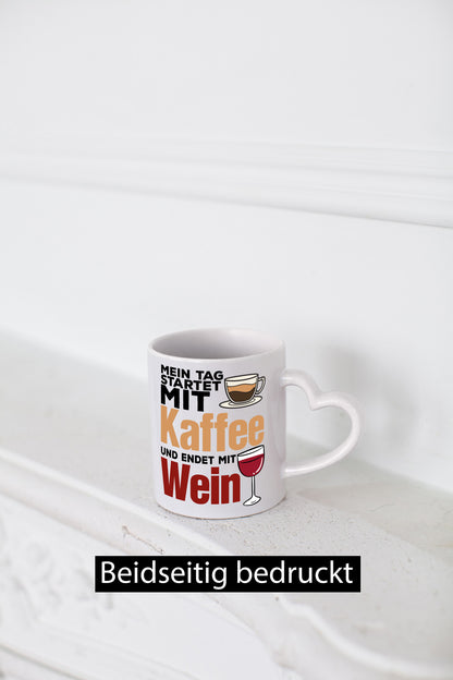 Kaffee und Wein | Kaffeetrinker Tasse Weintrinker Humor Geschenkidee