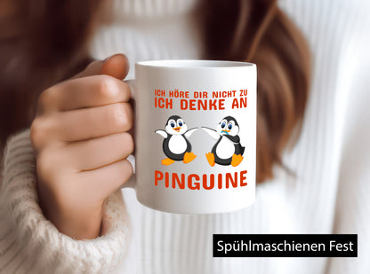 Ich denke an Pinguine | süßer Pinguin Motiv Tasse lustiger Spruch Geschenk