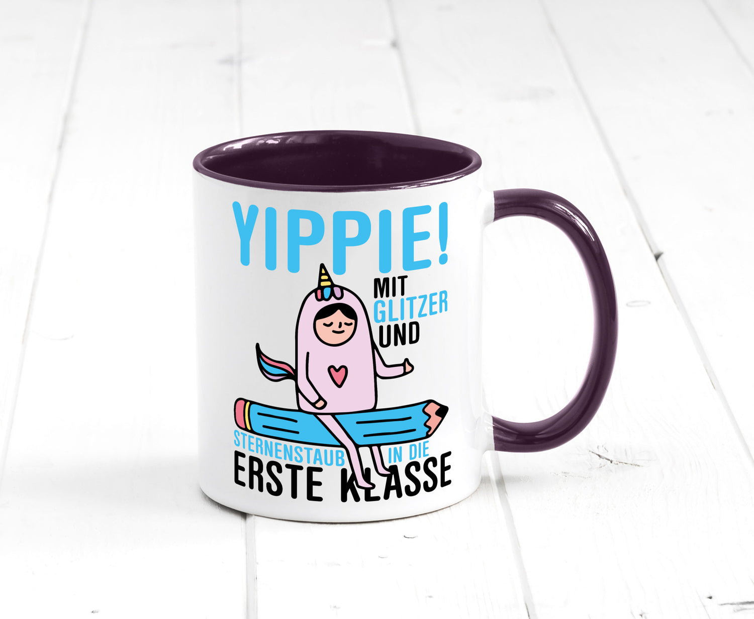 Mit Glitzer und Sternenstaub | Einschulung Einhorn lustiger Spruch Geschenk
