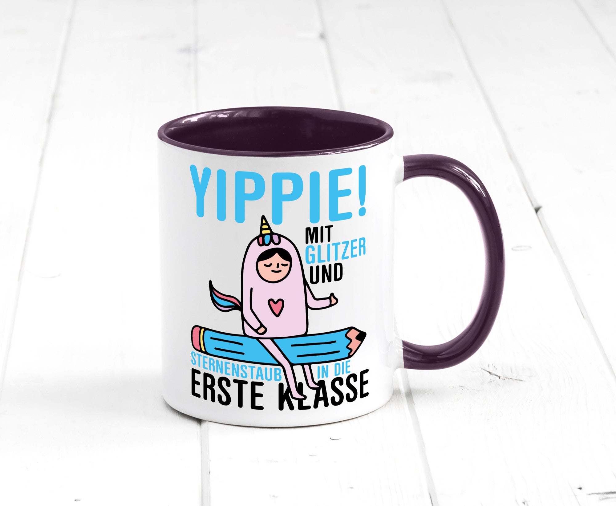 Mit Glitzer und Sternenstaub | Einschulung Einhorn lustiger Spruch Geschenk