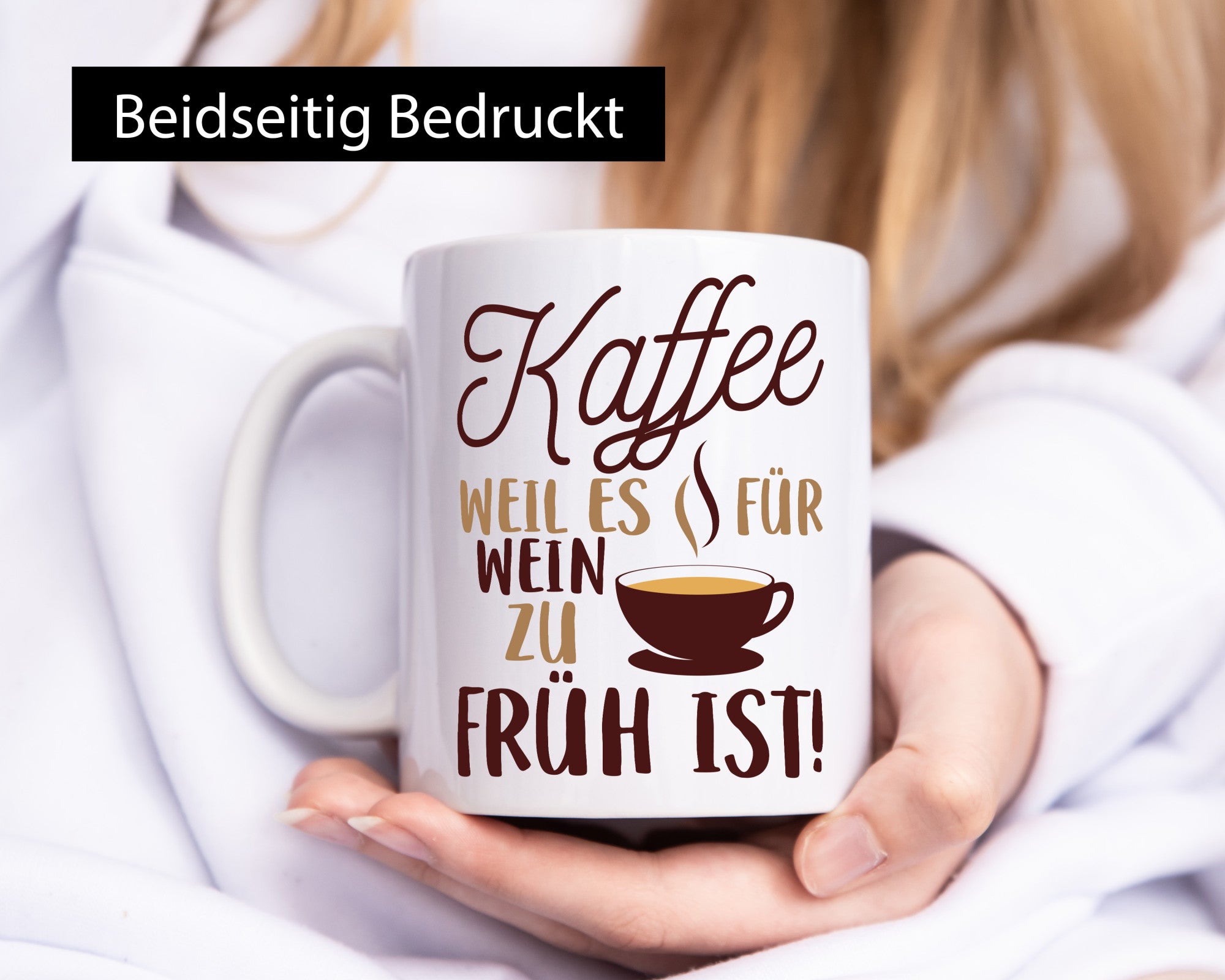Weil es für Wein zu früh ist | Kaffeetrinker Herzschlag Humor Geschenkidee Tasse