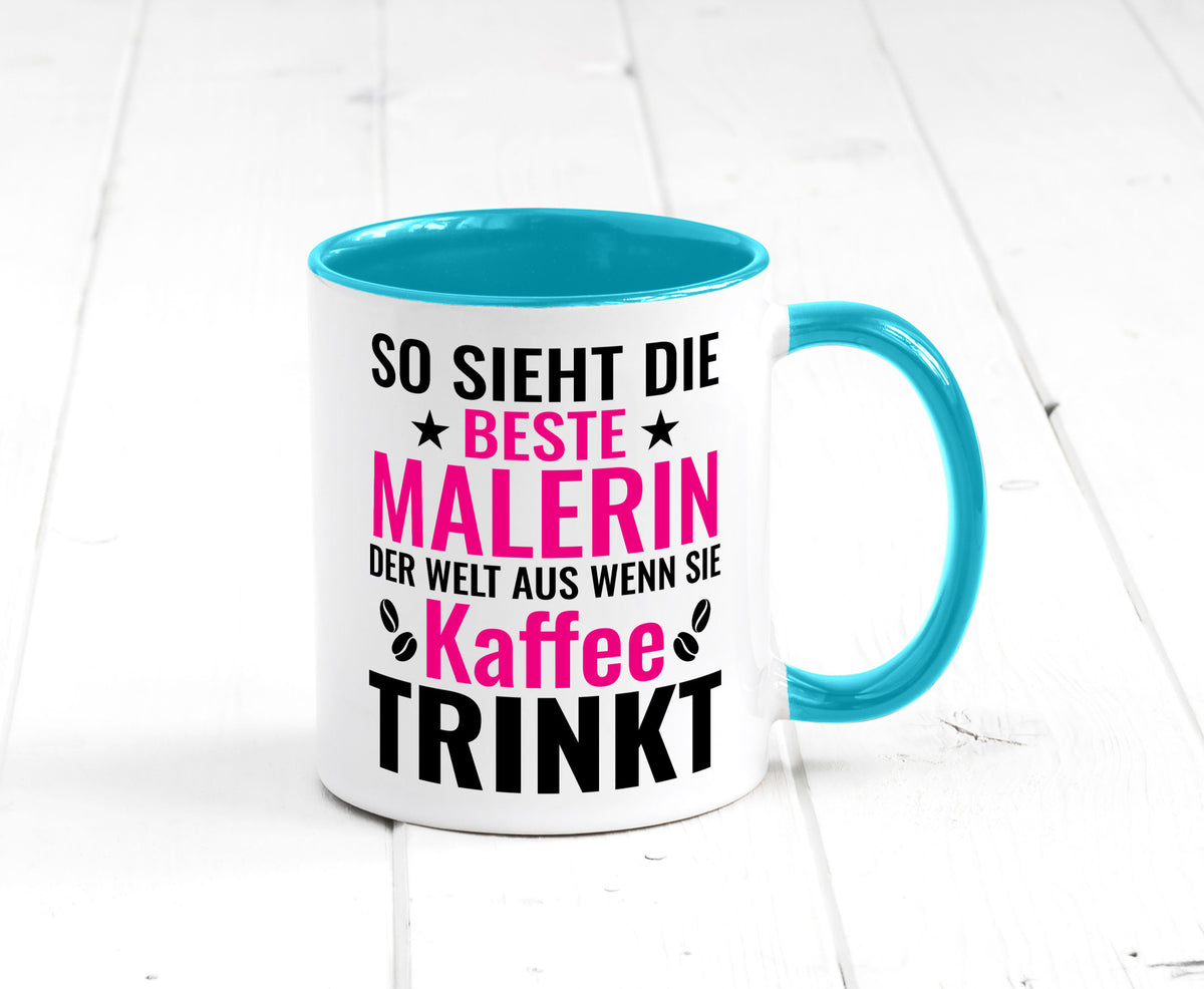 Kaffee trinkt: Malerin | Malerinnen lustiger Spruch Geschenk Humor Geschenkidee Tasse