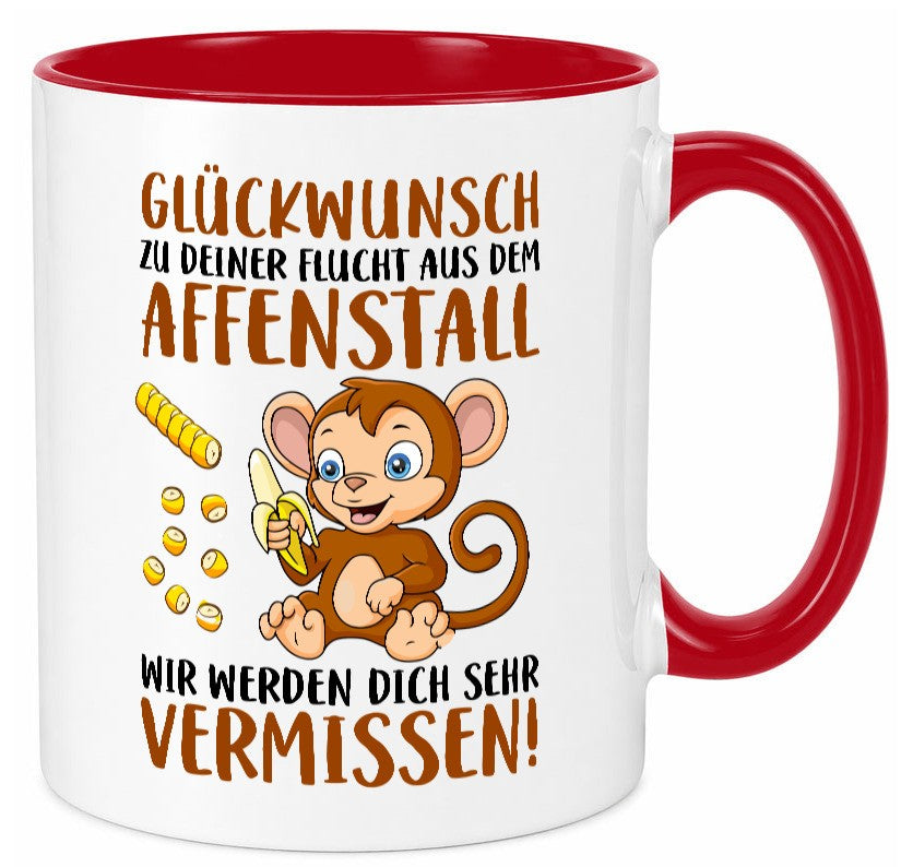 Glückwunsch zur Flucht | Affenstall Arbeitskollegen Geschenk Arbeit Kollegen Tasse