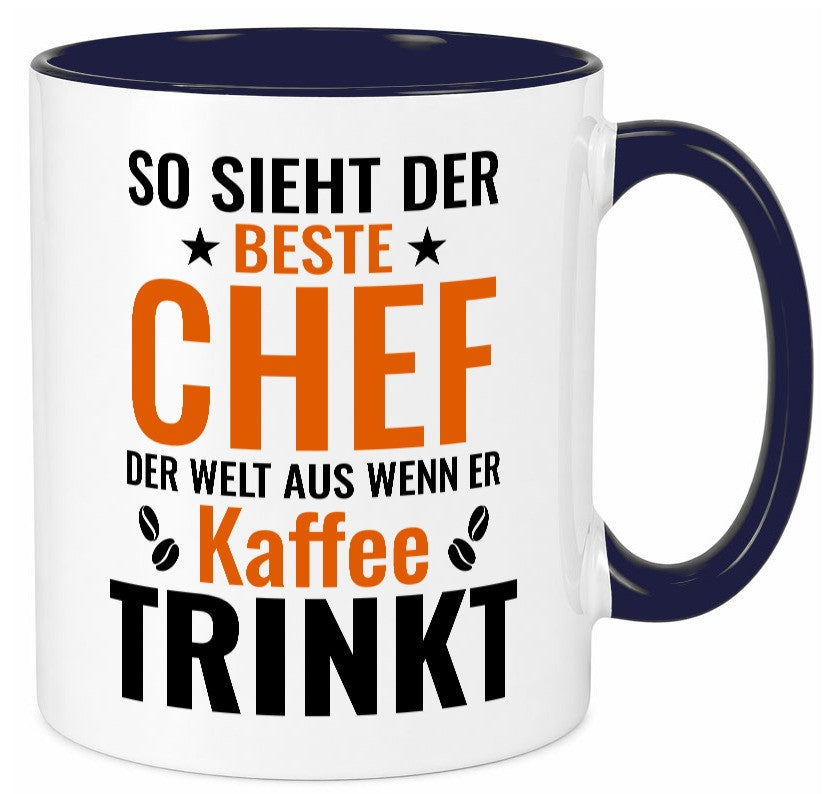 Kaffee trinkt: Chef | Führungskraft Vorgesetzter Humor Arbeit Kollegen Büro Tasse