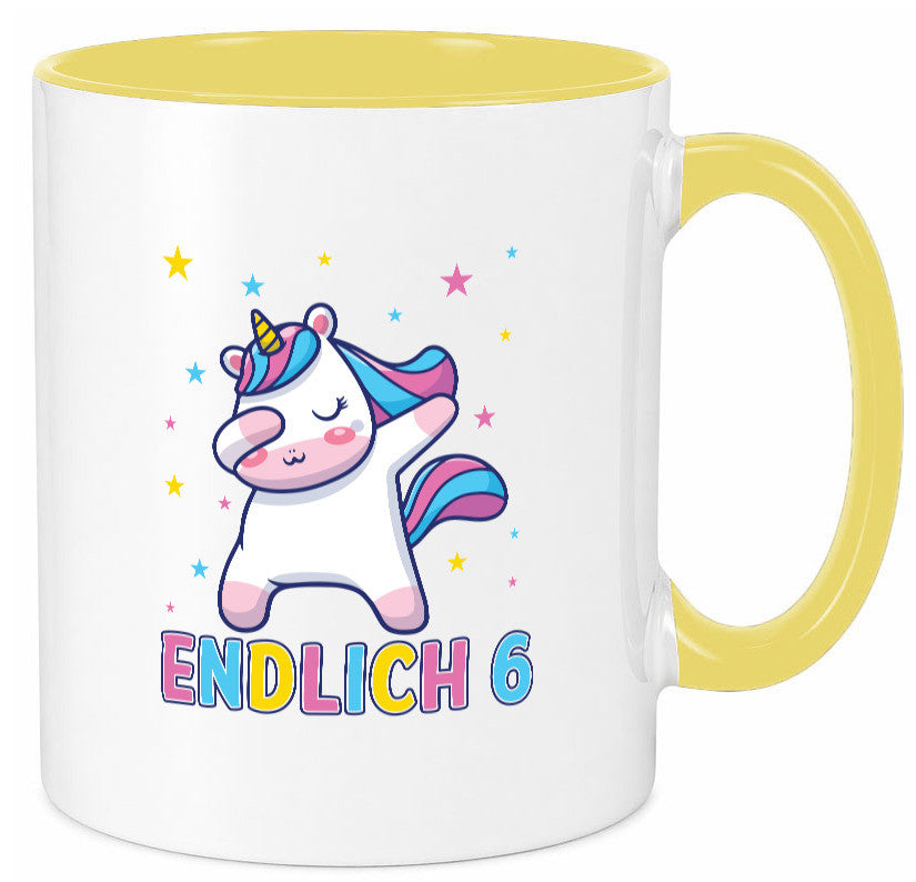 Endlich 6 | Einhorn Sterne lustiger Spruch Geschenk Humor Geschenkidee Tasse