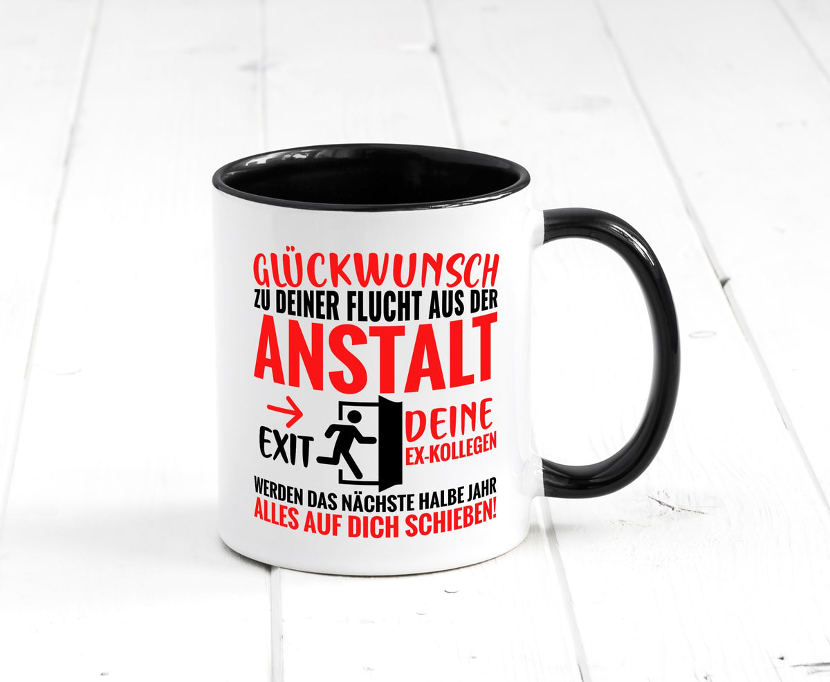 Glückwunsch zur Flucht | Abschied Arbeitskollegen Humor Arbeit Kollegen Büro Tasse