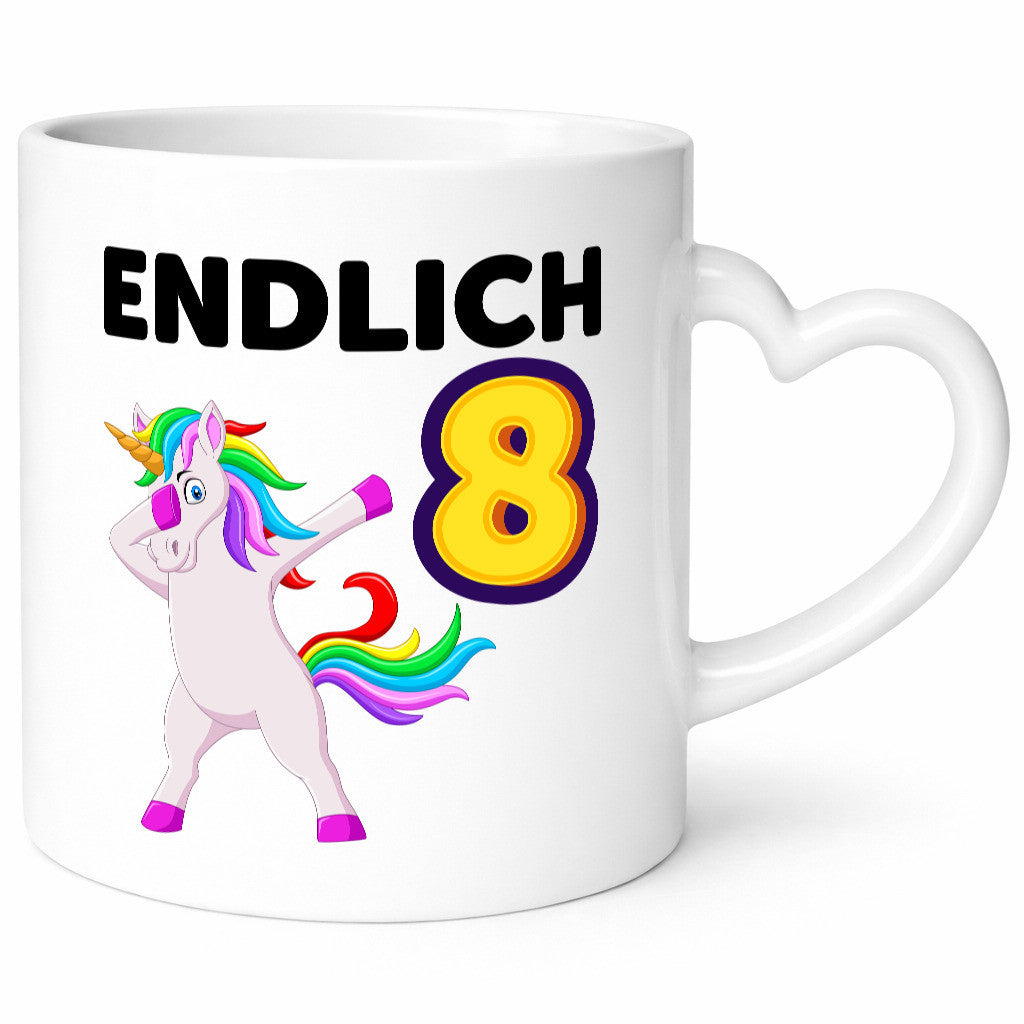 8. Geburtstag | endlich 8 Jahre Einhorn Mädchen Geschenkidee Humor Tasse