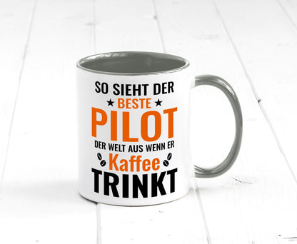 Kaffee trinkt: Pilot | Flugzeug Piloten lustiger Spruch Geschenk Humor