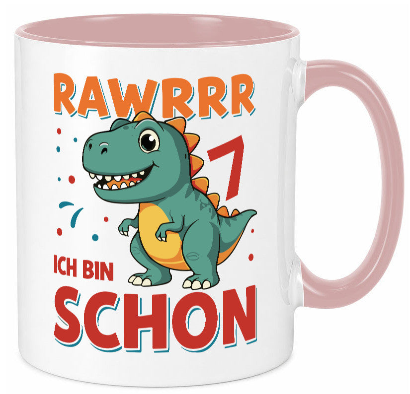 7. Geburtstag | 7 Jahre Raw ich bin schon T-Rex Geschenk Geschenkidee lustiger Tasse