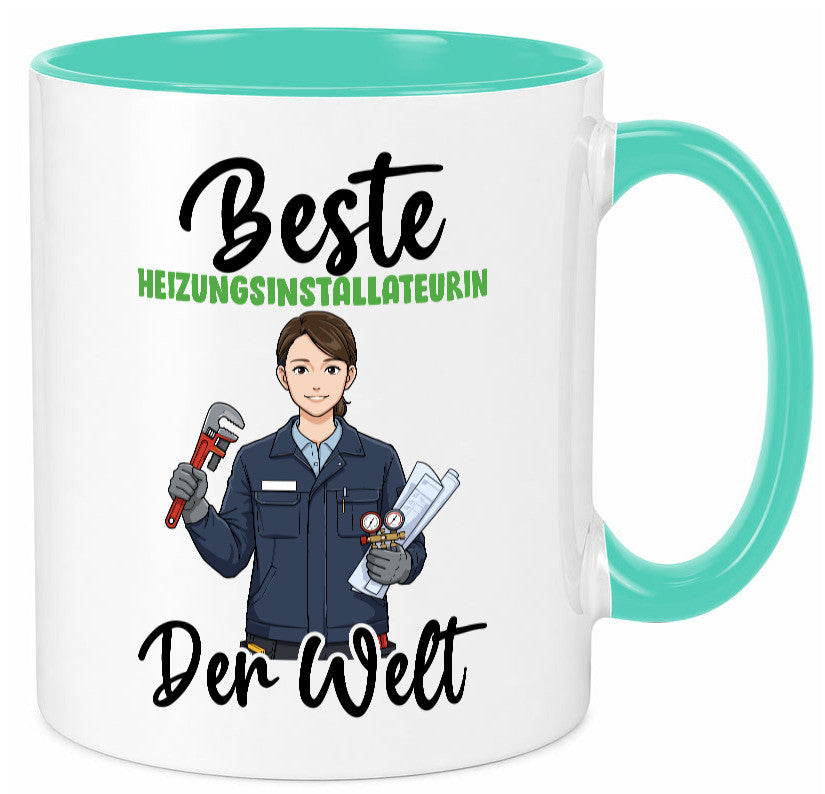 Beste Heizungsinstallateurin | Heizung v2 lustiger Spruch Geschenk Humor Tasse