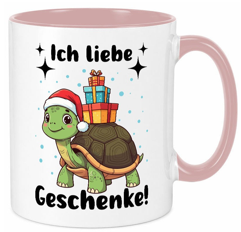 Ich liebe Geschenke | Weihnachtsschildkröte Geschenk Humor Geschenkidee Tasse