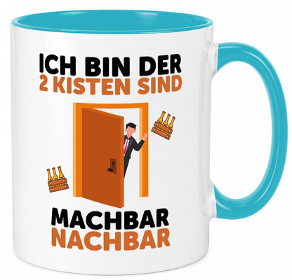 2 Kisten Bier | witziger Spruch Nachbar Einweihung Humor Geschenkidee Tasse