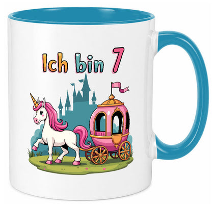 7. Geburtstag | Prinzessin in Kutsche Einhorn lustiger Spruch Geschenk