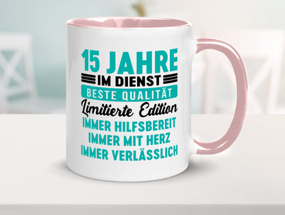 15 Jahre im Dienst | Jubiläum Arbeit v5 lustig Kollegen Büro Geschenk Tasse