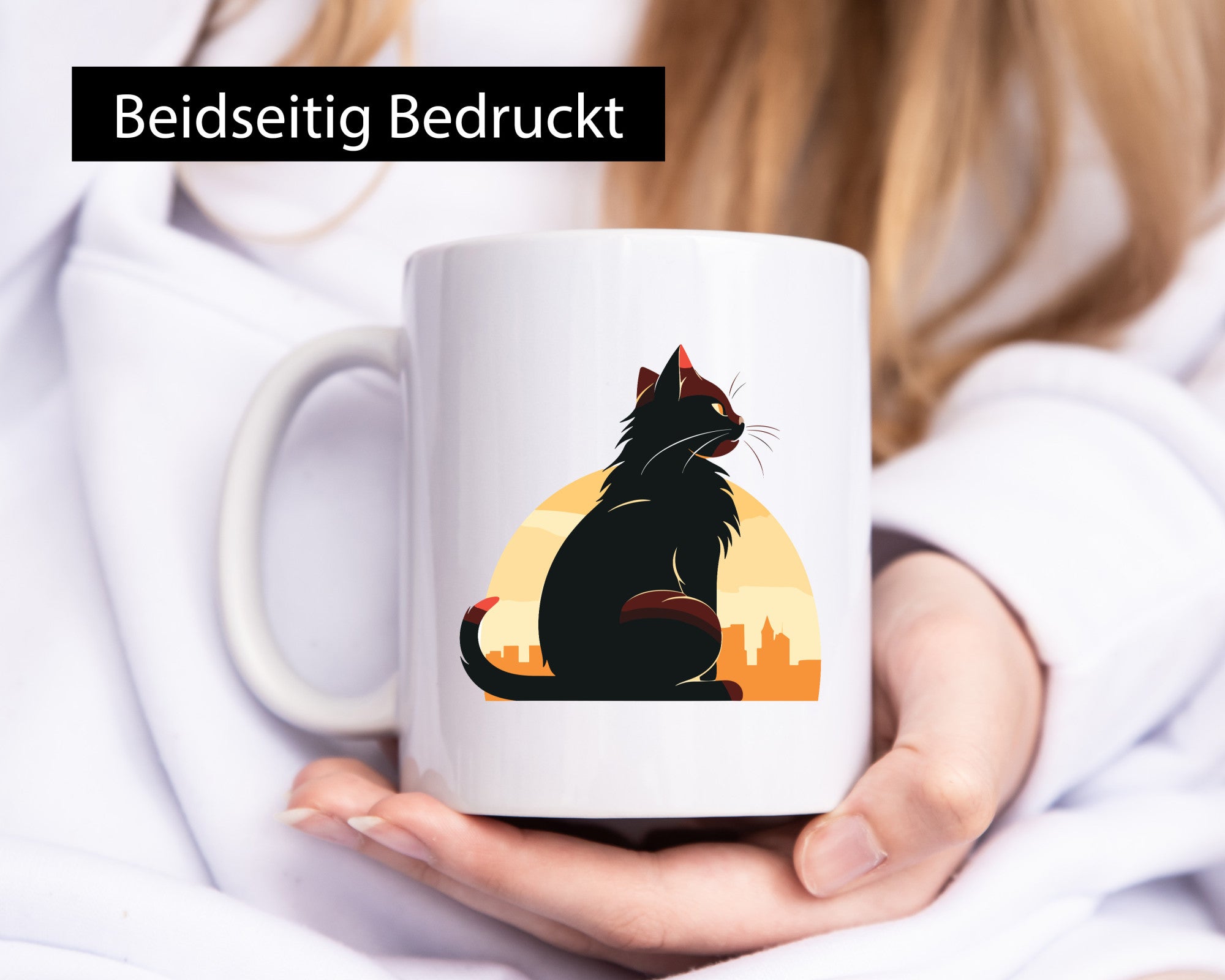Katze | Großstadt Sonnenaufgang lustiger Spruch Geschenk Tierliebhaber Humor