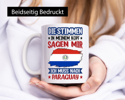 Paraguay | Urlaub Stimmen in meinem Kopf Traumland v2 Geschenkidee Humor Tasse