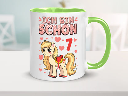 7. Geburtstag | 7 Jahre Mädchen Reiten Pony lustiger Spruch Geschenk Tasse