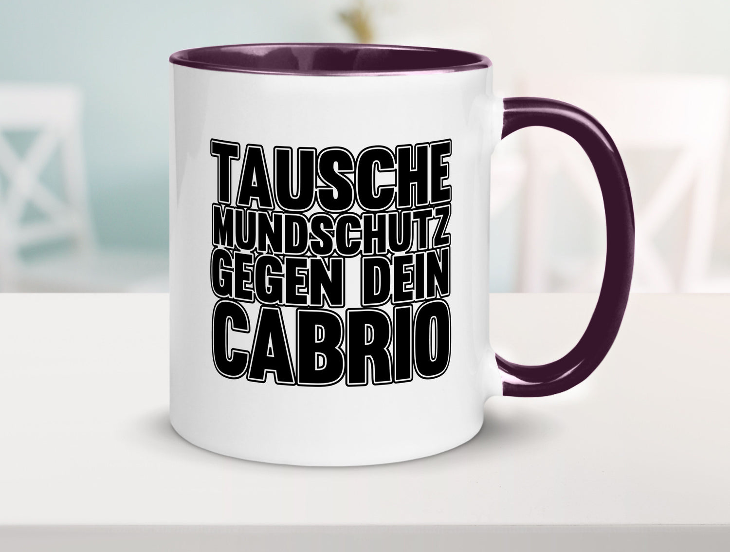 Tausche Mundschutz gegen Cabrio| | Cabrio Geschenkidee Humor Tasse