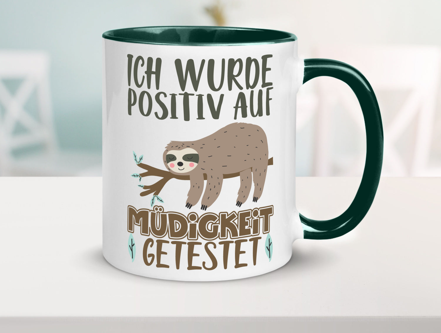 Positiv auf Müde getestet lustiger Spruch Geschenk Humor Geschenkidee Tasse