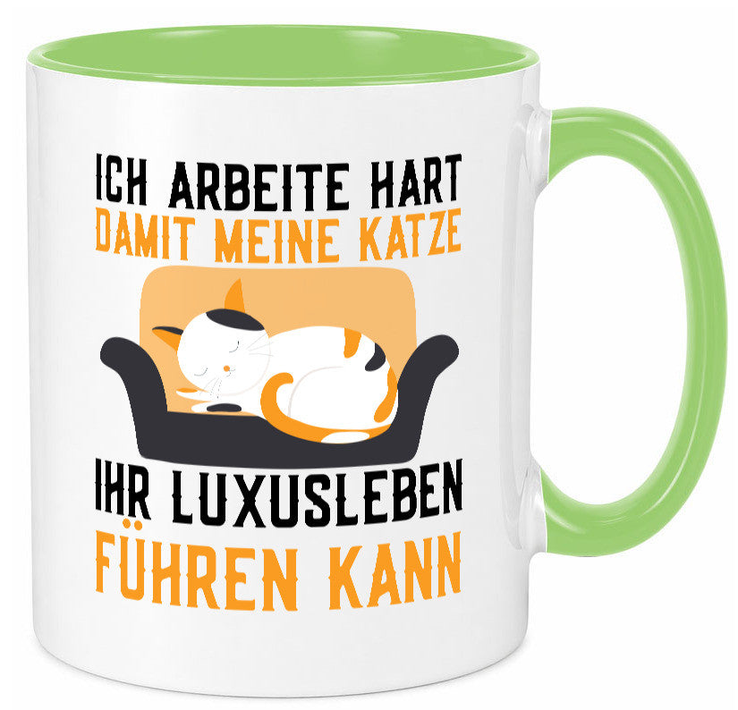 Ich arbeite hart | Luxusleben Humor Katzenliebhaber Geschenkidee Arbeit Tasse