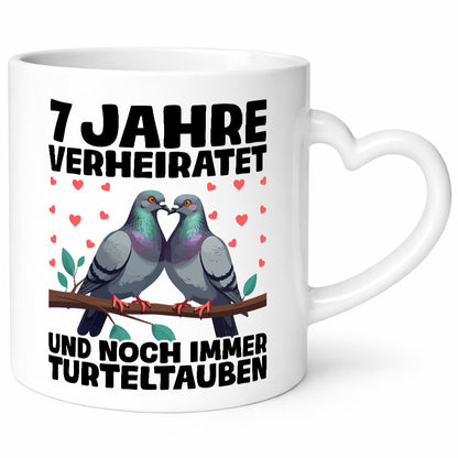 7 Jahre verheiratet | Turteltauben Ehe Ehepaar Geschenkidee Humor Tasse