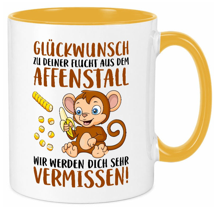 Glückwunsch zur Flucht | Affenstall Arbeitskollegen Geschenk Arbeit Kollegen Tasse