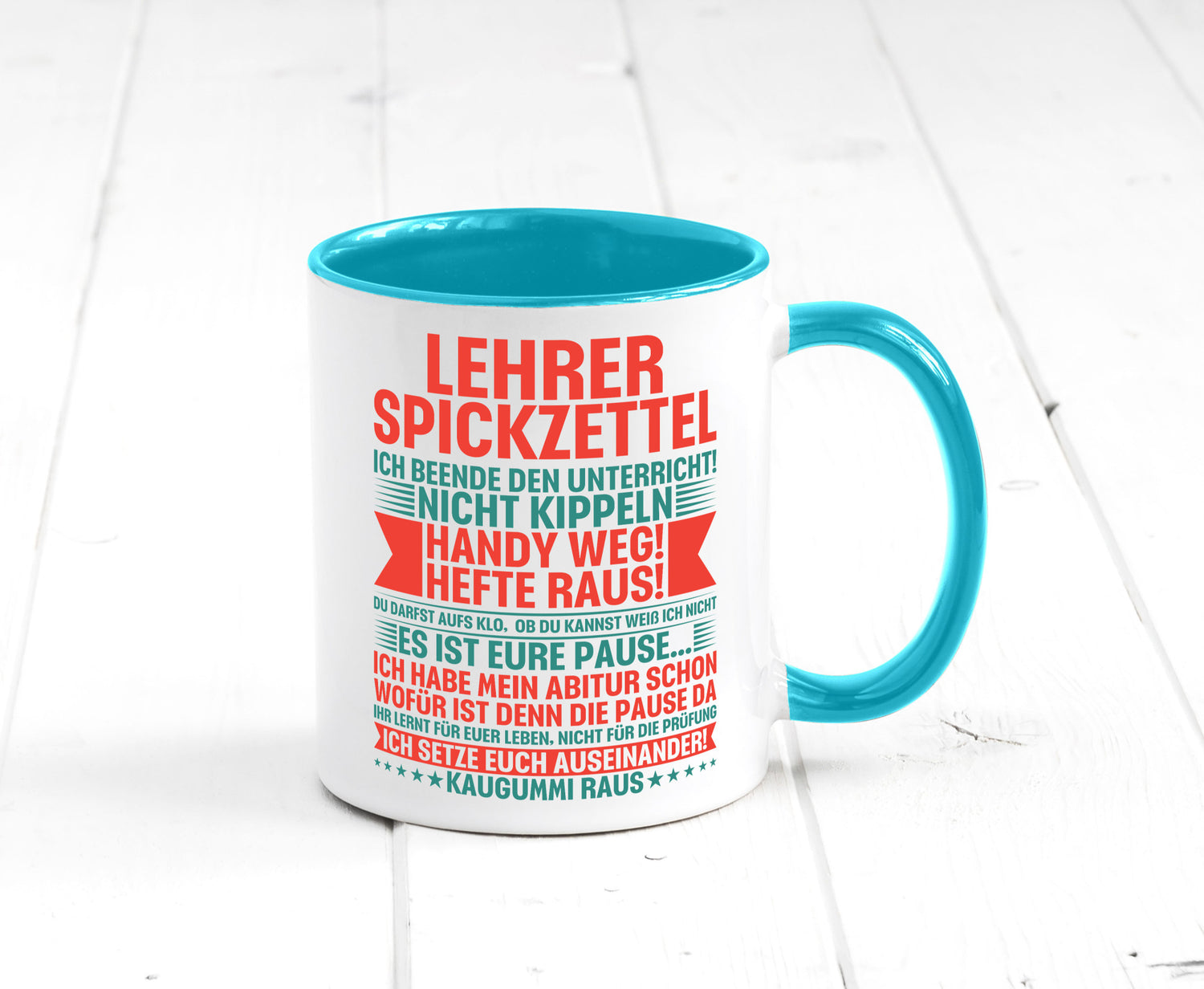 Lehrer Spickzettel | Beruf Tasse lustiger Spruch vl4 lustig Arbeit Kollegen
