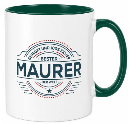 Geprüft und sicher: Maurer | Bau Handwerker Geschenk Humor Geschenkidee Tasse