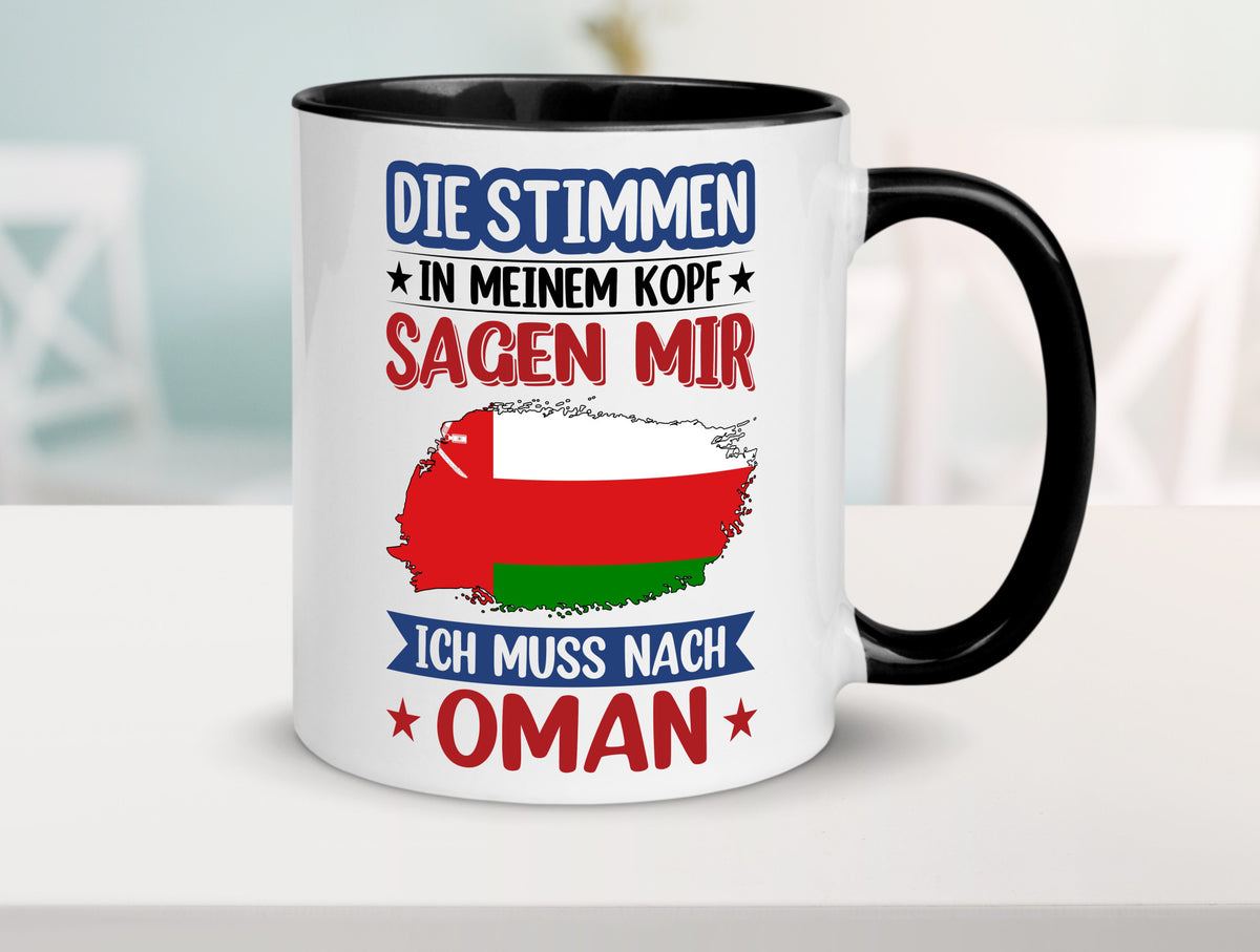 Oman | Urlaub Stimmen in meinem Kopf Traumland v2 lustig Familie Geschenkidee Tasse